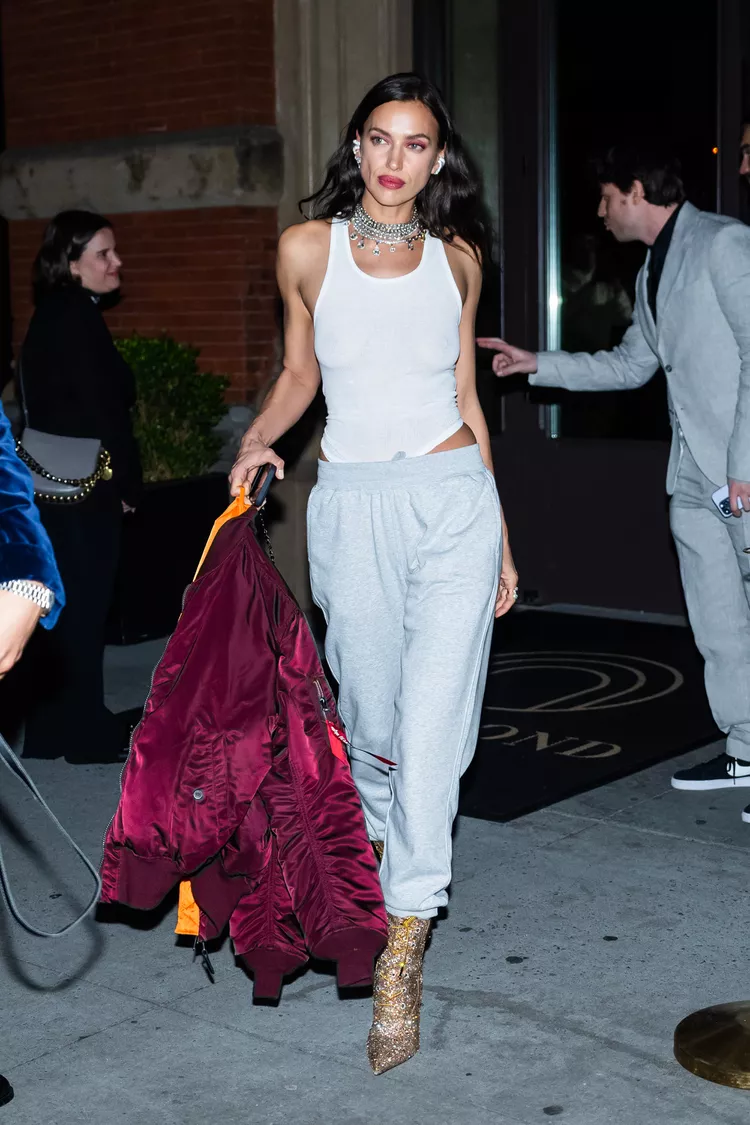 Irina Shayk Unexpectedly Paired Her Sheer LBD With Crew Socks