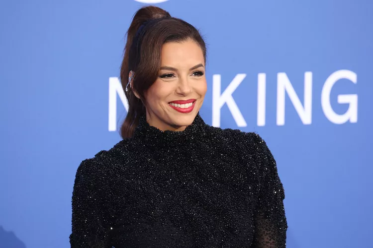 Eva Longoria Wore Nothing But a High-Cut Bodysuit Underneath Her Totally Sheer Sparkly Dress