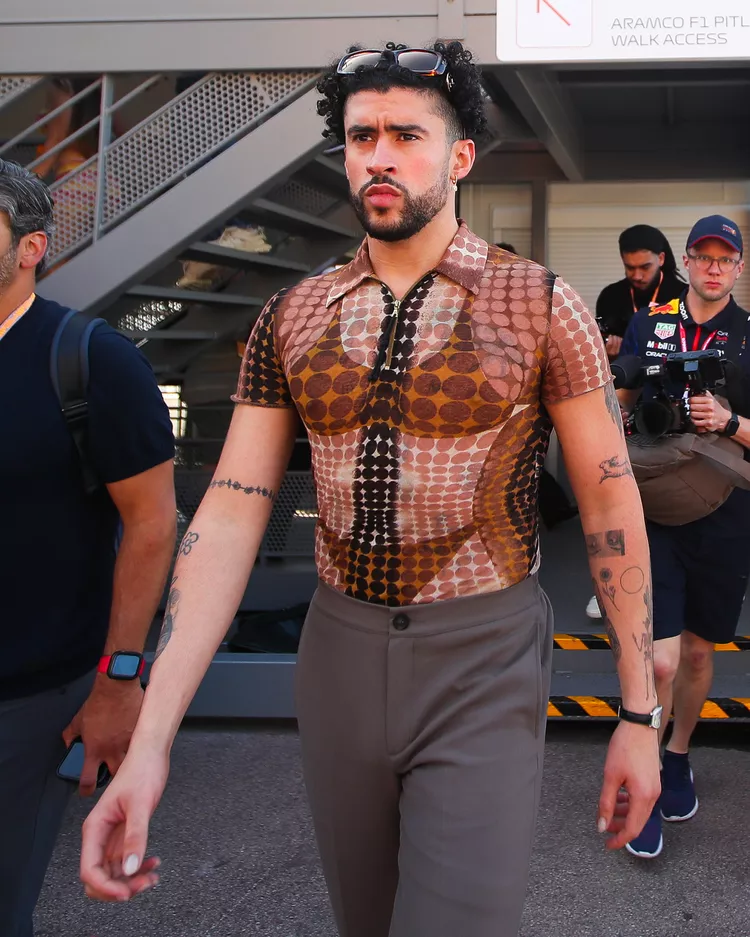Bad Bunny Wore a Sheer Bikini-Print Top