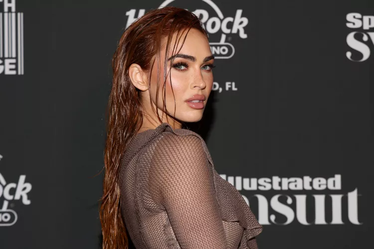Megan Fox Wore a Plunging Netted Dress With Wet Hair on the Red Carpet