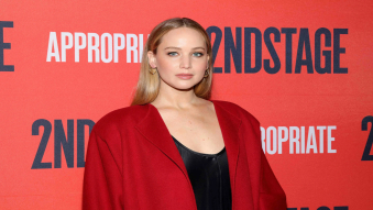 Jennifer Lawrence Layered Her Enormous Crimson Red Coat Over a Slinky LBD