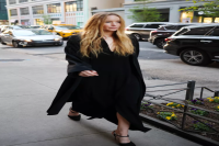 Jennifer Lawrence Mastered Olsen Twin Dressing in a Black Maxidress and Matching Trench Coat