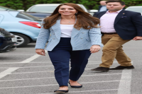 Kate Middleton Made Her Go-To Outfit Formula Work For Summer With a Blue-and-White Houndstooth Blazer