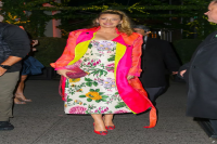 Blake Lively Is Giving Carrie Bradshaw In a Floral Maxidress and Neon Manolo Blahnik Heels