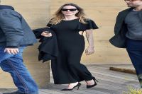 Angelina Jolie Looks Utterly Fabulous in a Black Maxi Dress with Waist Cutouts