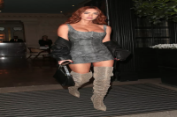 Megan Fox Paired the Tiniest Leather Minidress With the Tallest Thigh-High Snakeskin Boots