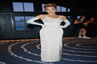 Rita Ora Looked Like an Old Hollywood Bride in a Plunging White Gown and Matching Opera Gloves